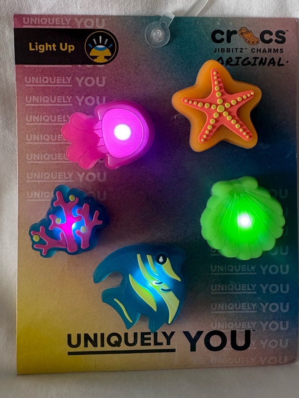 CROCS Light-Up Jibbitz Charms in Pink, Orange, Green, Teal & Blue - Picture 2 of 2